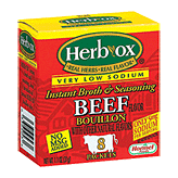 Herb-Ox Bouillon Packets Beef Instant Broth & Seasoning Sodium Free 8 Ct Left Picture